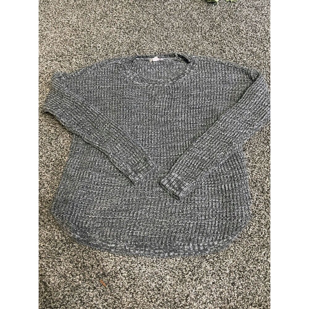 SO Gray White Long Sleeve Acrylic Sweater M